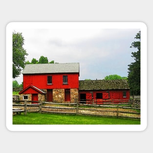 Farm - Red Barn with Fence Sticker